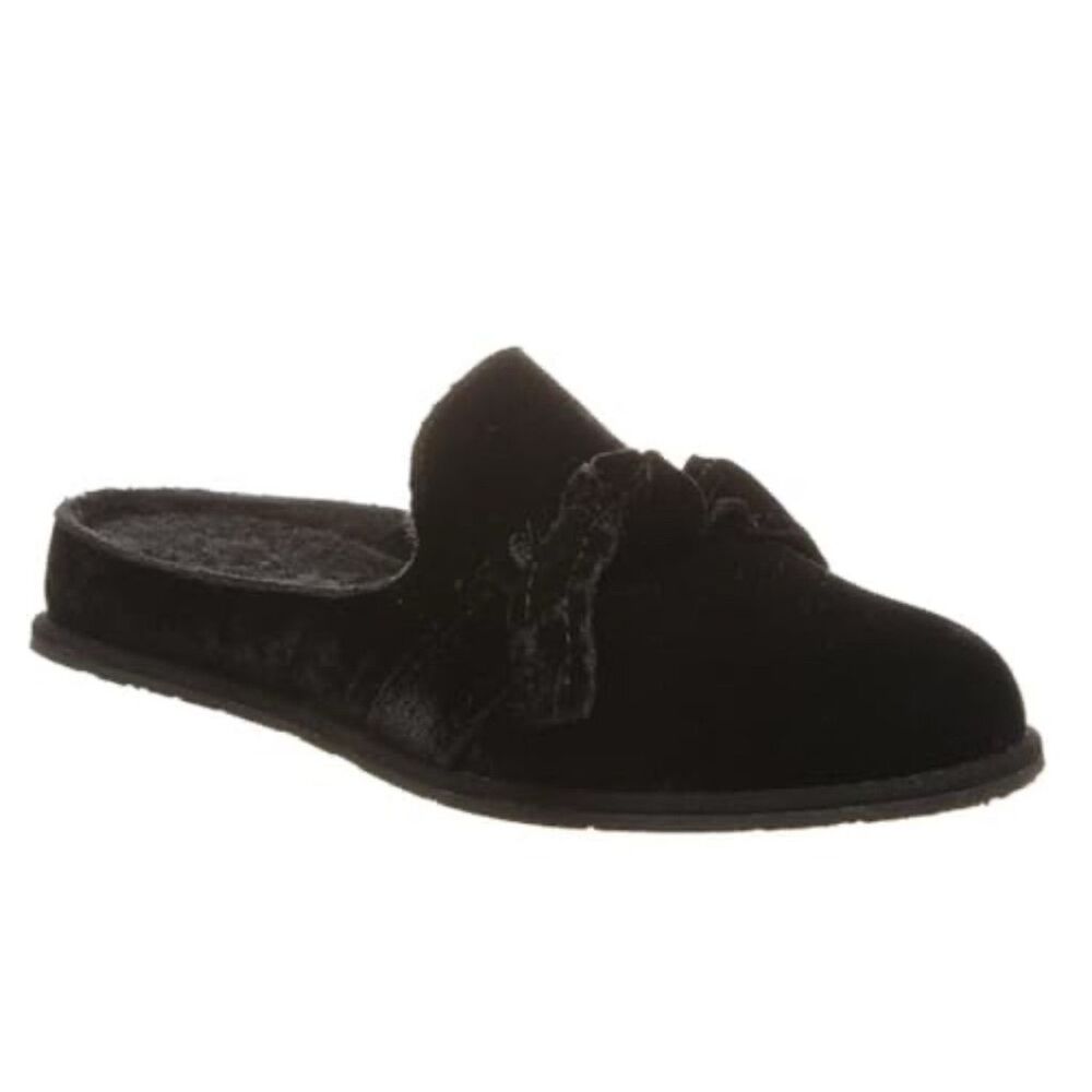 Bearpaw Women's Black Slip-On‎ Liberty Slippers Velvet with knot Detail NEW